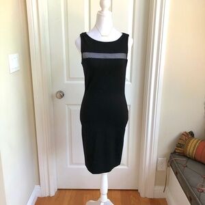 Amanda Uprichard Dress Black Round Neck with Mesh Accent (S)